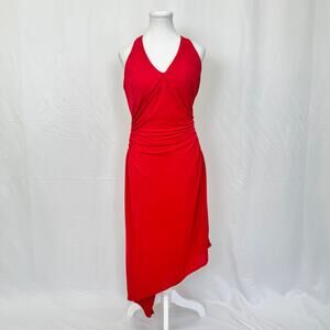 Cassandra Stone Red Asymmetrical Cocktail Dress – Elegant Evening Gown (Size 6)